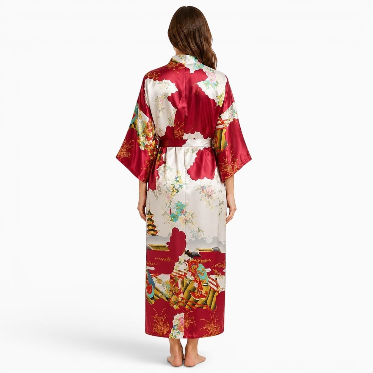 La Boutique Kimono Kimono Été Satin Imprimé Japonais