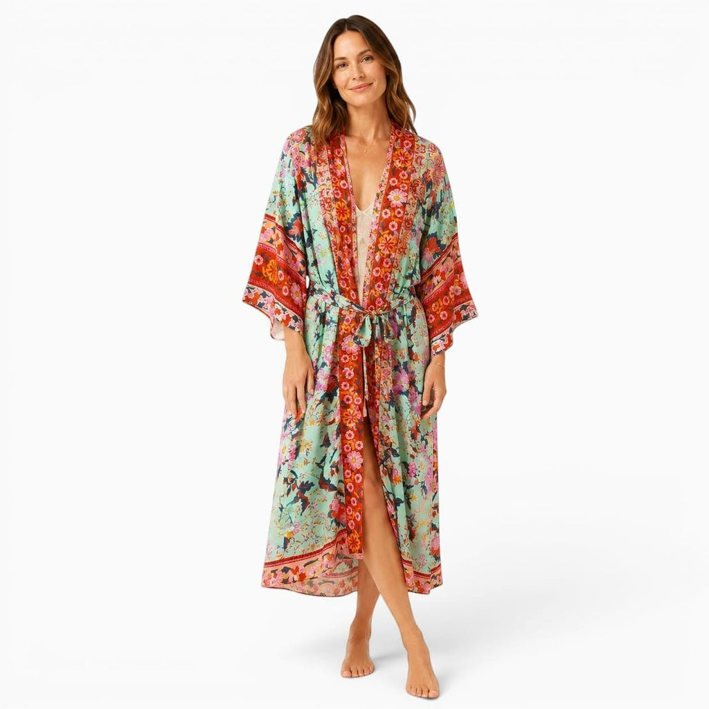 La Boutique Kimono Kimono Femme Rouge Long Fleuri