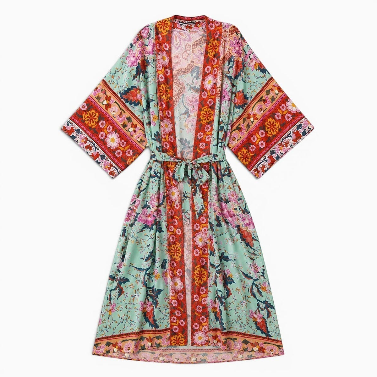 La Boutique Kimono Kimono Femme Rouge Long Fleuri