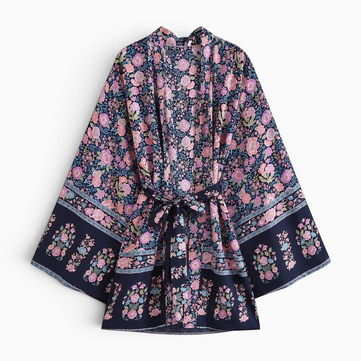 La Boutique Kimono Kimono Fleuri Bleu Marine
