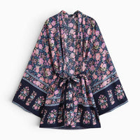 La Boutique Kimono Kimono Fleuri Bleu Marine