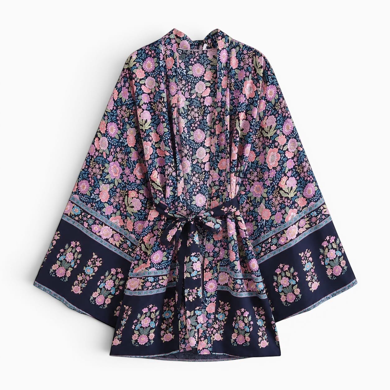 La Boutique Kimono Kimono Fleuri Bleu Marine
