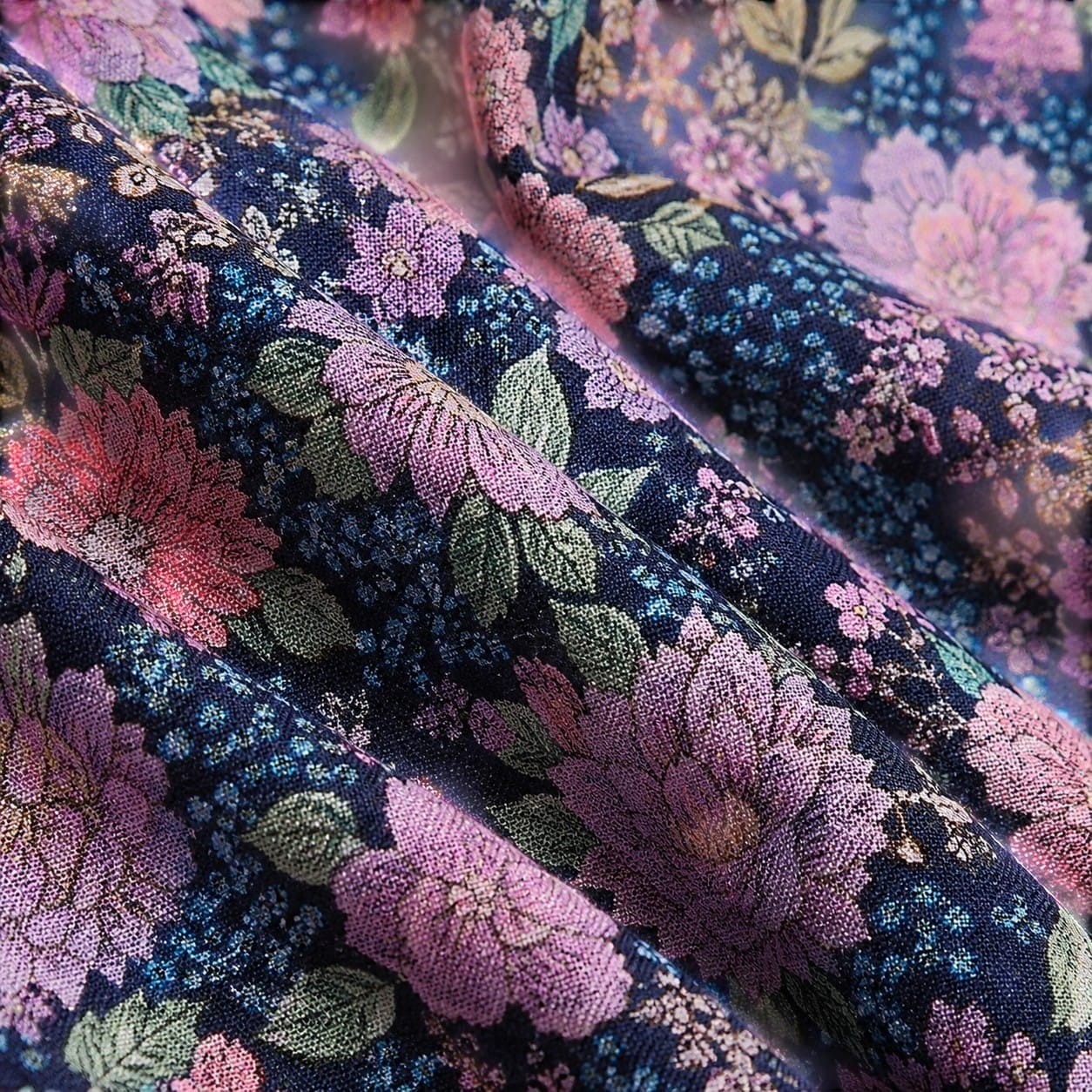 La Boutique Kimono Kimono Fleuri Bleu Marine