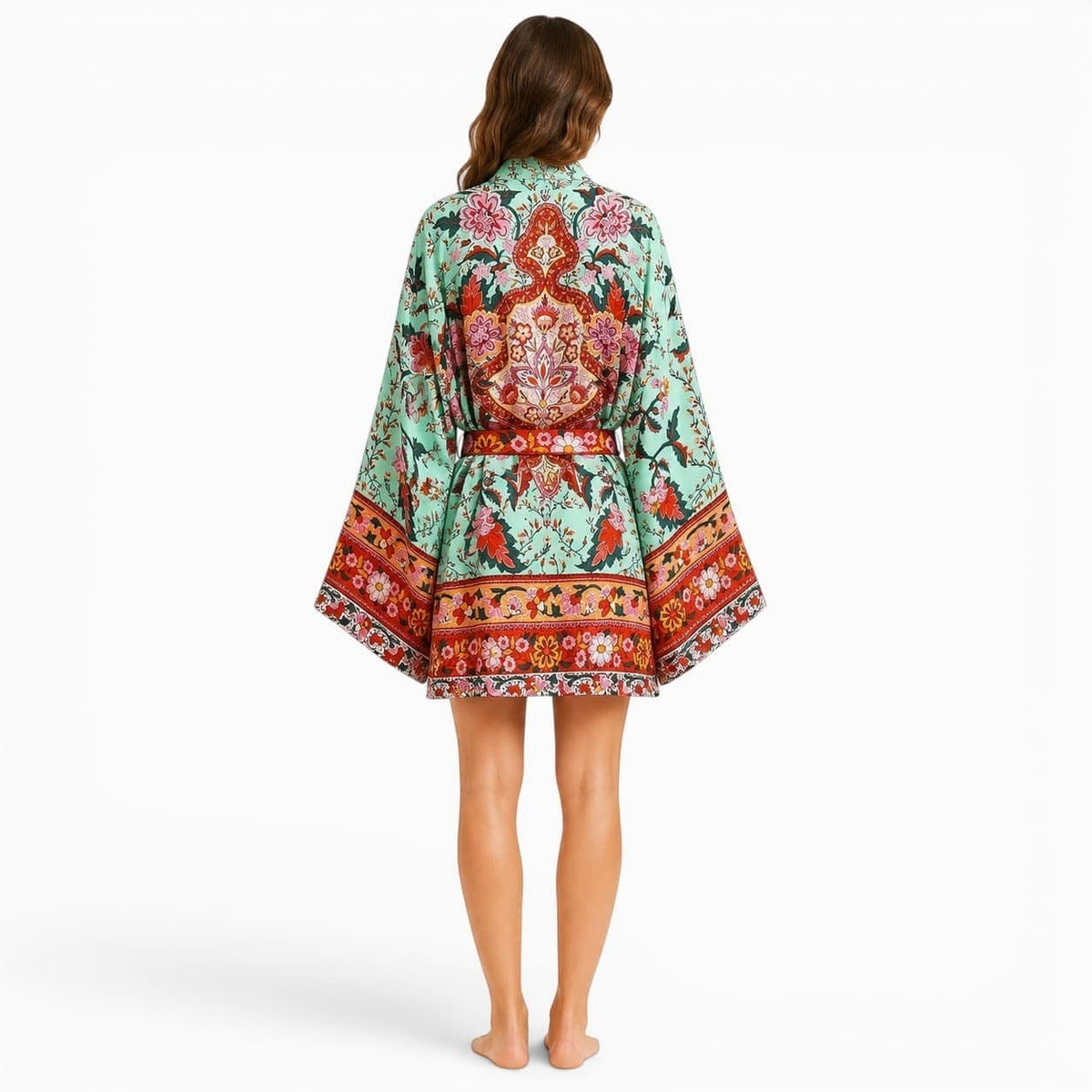 La Boutique Kimono Kimono Fleuri Turquoise