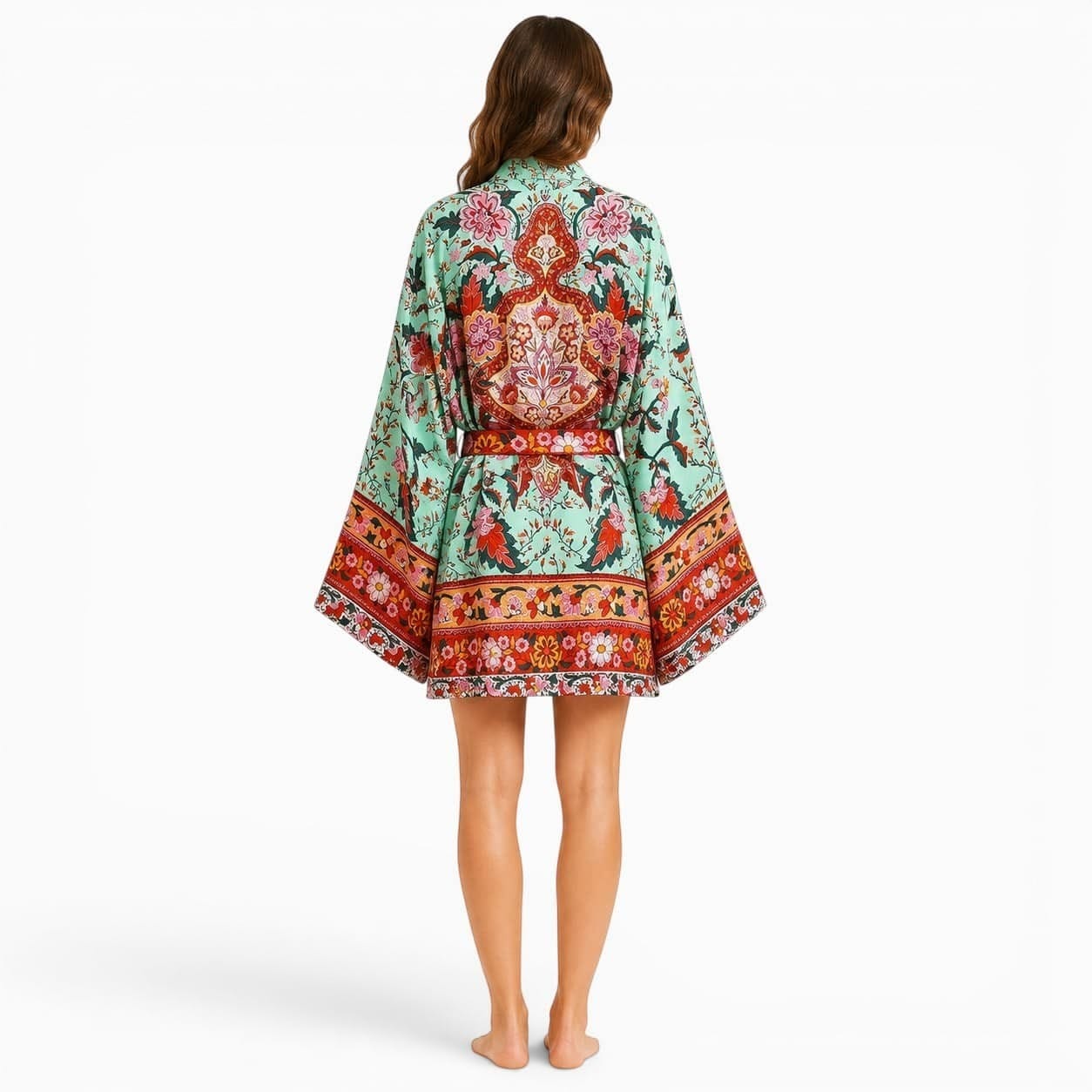 La Boutique Kimono Kimono Fleuri Turquoise