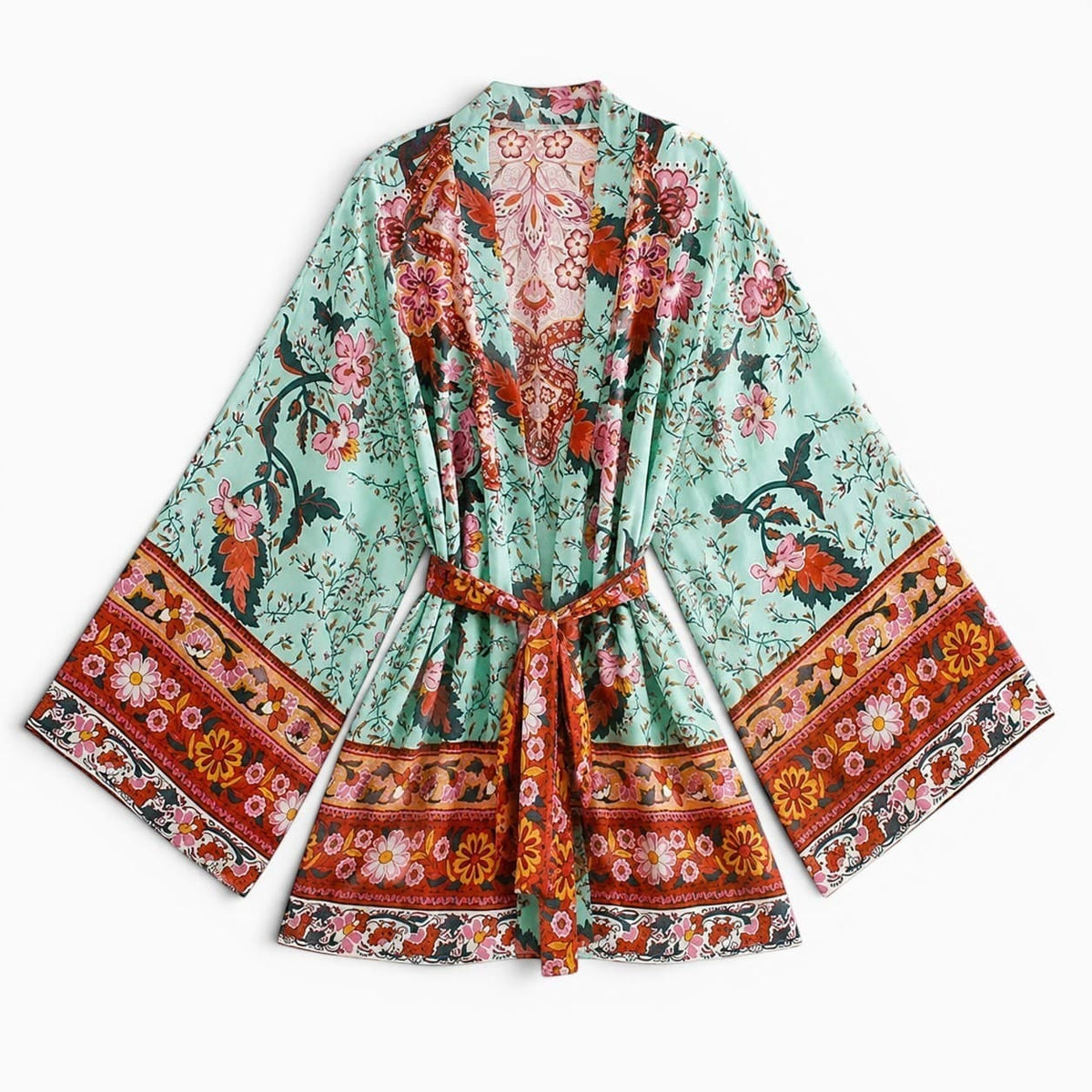 La Boutique Kimono Kimono Fleuri Turquoise