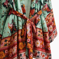 La Boutique Kimono Kimono Fleuri Turquoise
