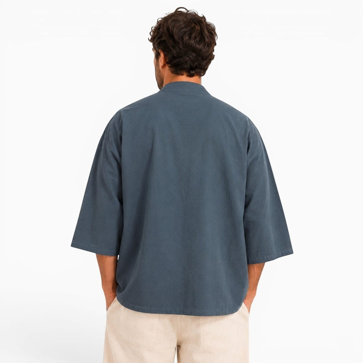 La Boutique Kimono Kimono Homme Grande Taille Gris Brodé
