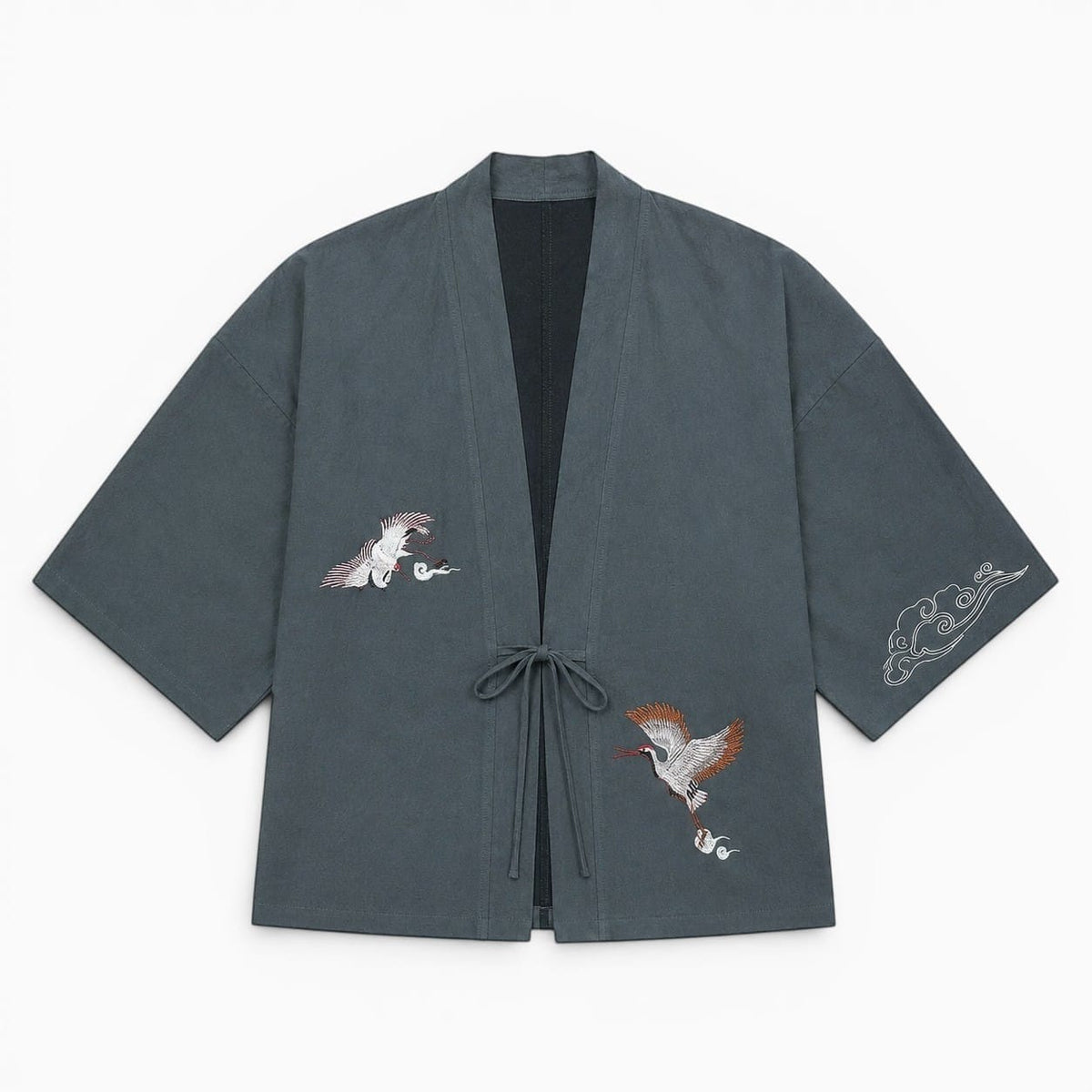 La Boutique Kimono Kimono Homme Grande Taille Gris Brodé