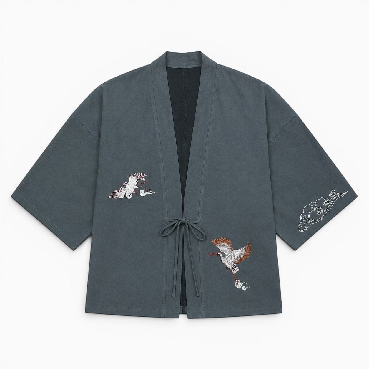 La Boutique Kimono Kimono Homme Grande Taille Gris Brodé