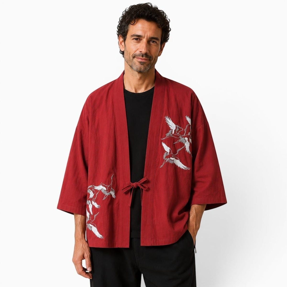 La Boutique Kimono Kimono Homme Japonais Bordeaux Brodé