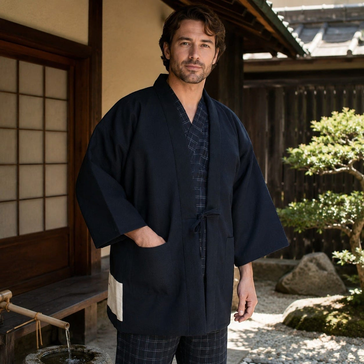 La Boutique Kimono Kimono Homme Noir Carpe Koï