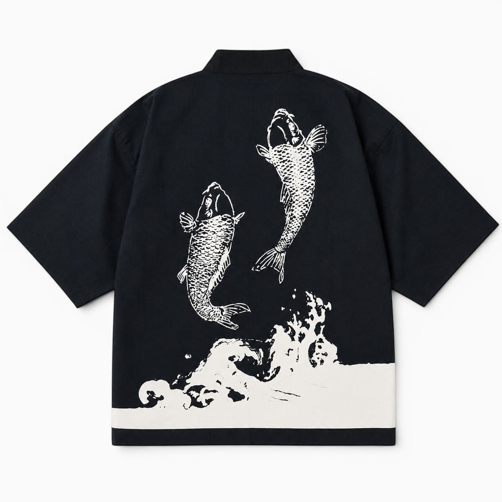 La Boutique Kimono Kimono Homme Noir Carpe Koï