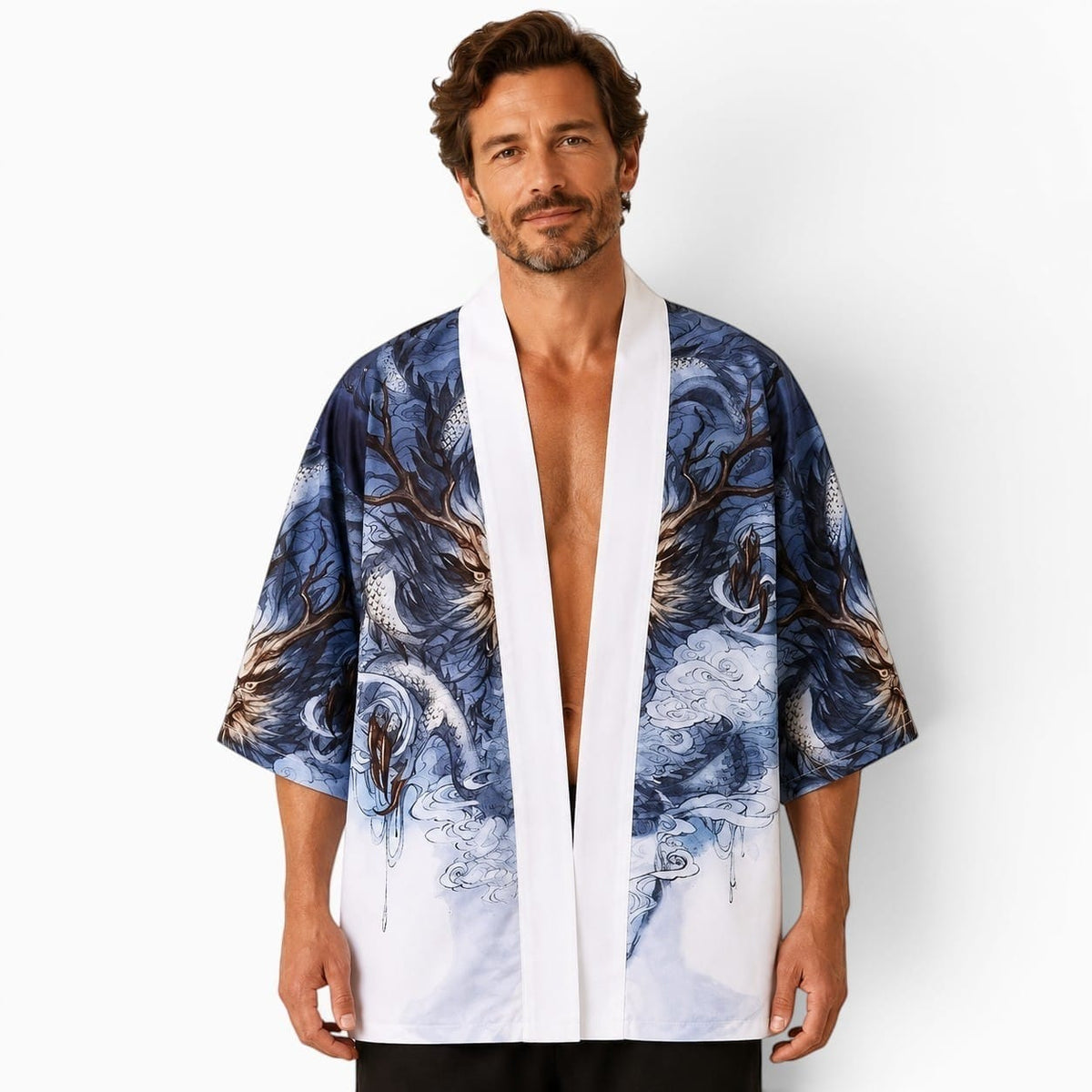 La Boutique Kimono Kimono Homme Traditionnel Motif Dragon Haori