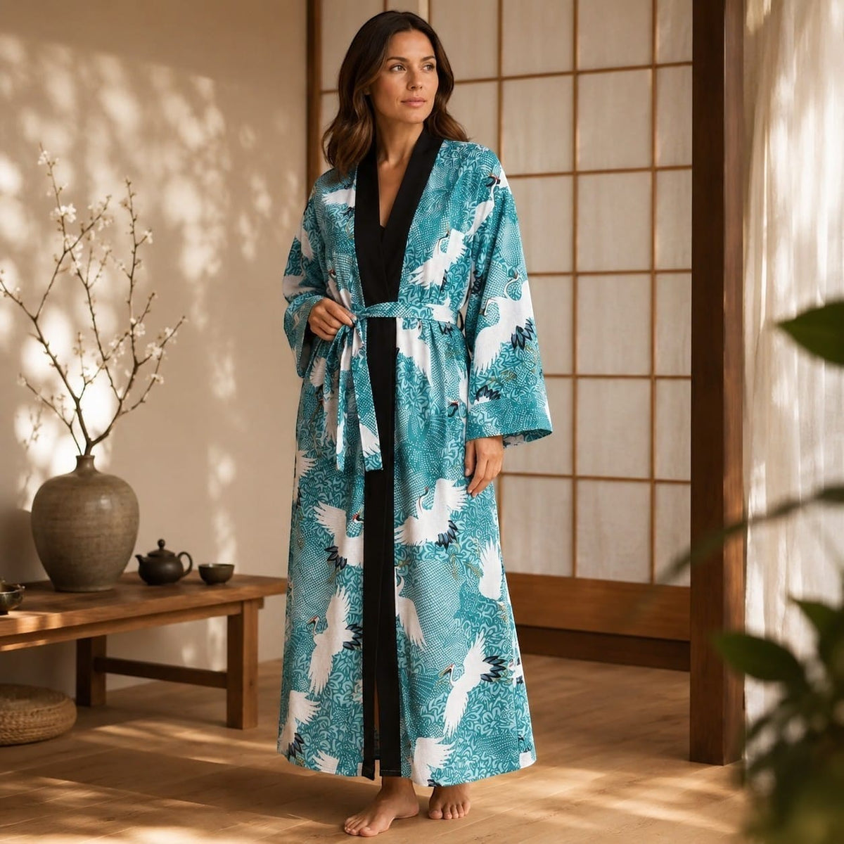 La Boutique Kimono Kimono Japonais Femme Imprimé Grues