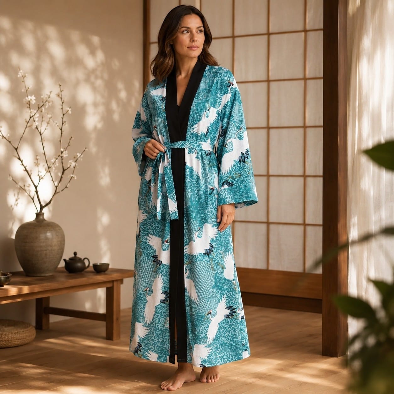 La Boutique Kimono Kimono Japonais Femme Imprimé Grues
