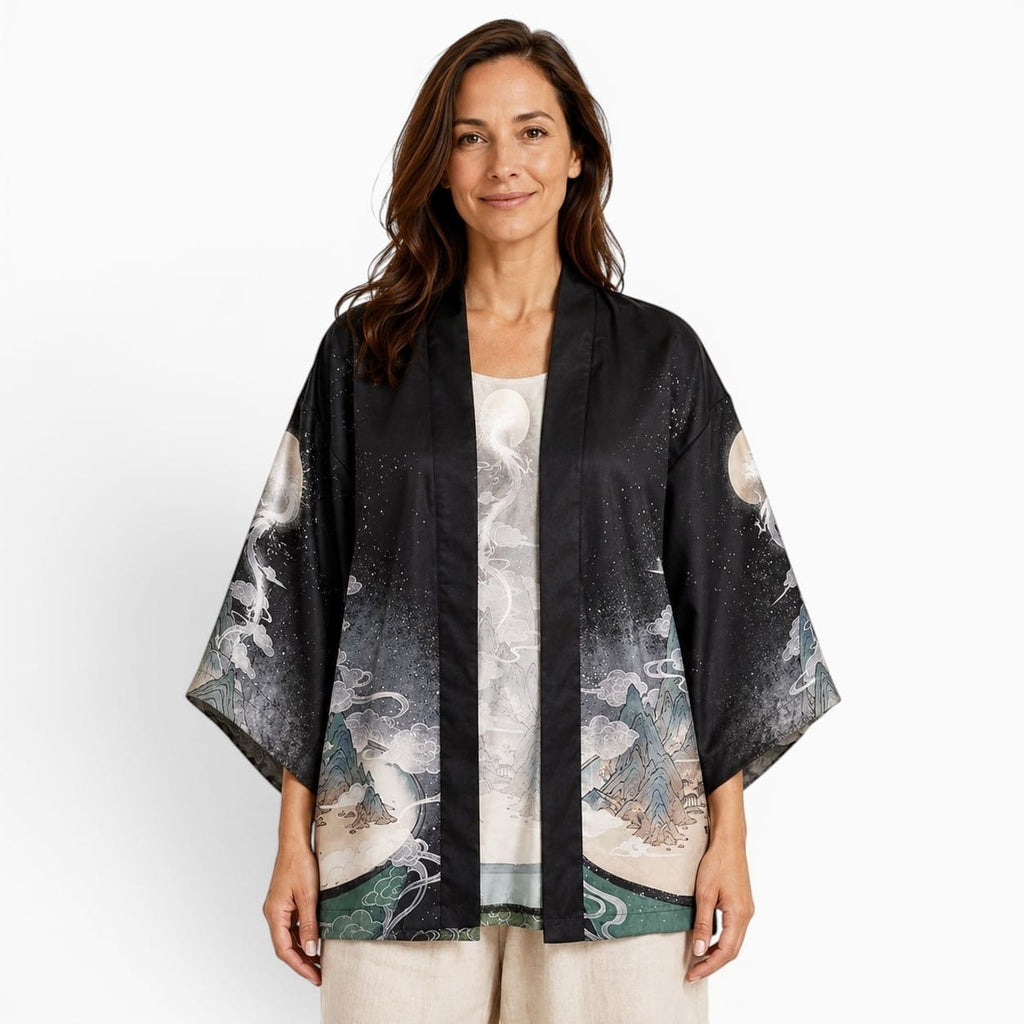La Boutique Kimono Kimono Japonais Femme Noir Dragon