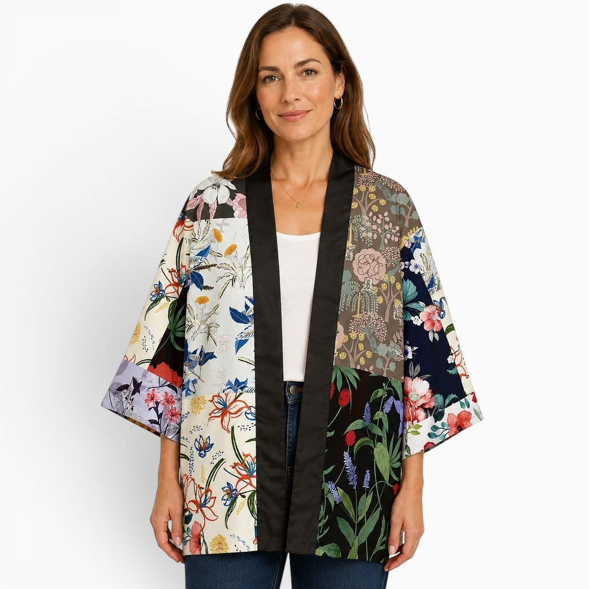 La Boutique Kimono Kimono Japonais Femme Traditionnel Fleuri Blanc