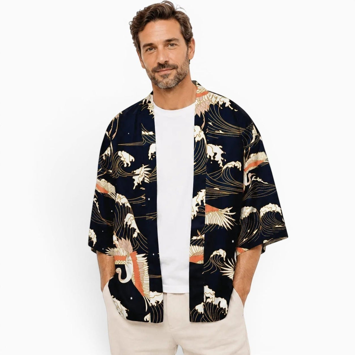 La Boutique Kimono Kimono Japonais Haori Imprimé Grue