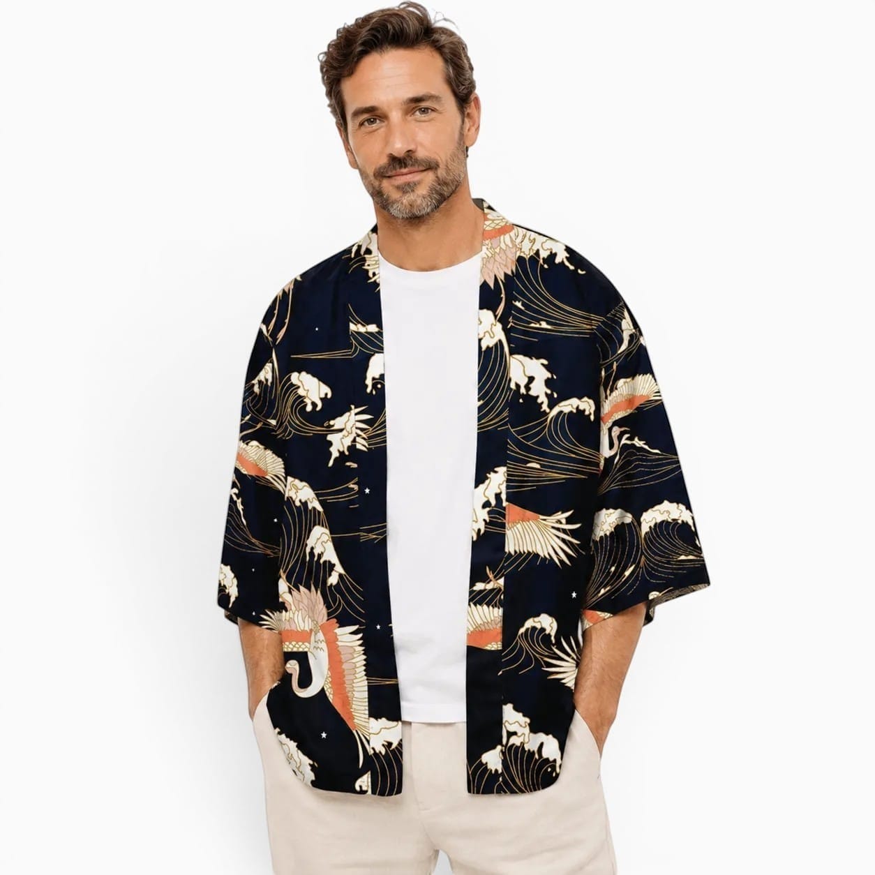 La Boutique Kimono Kimono Japonais Haori Imprimé Grue
