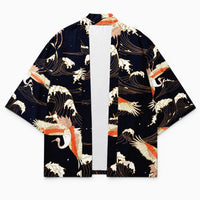 La Boutique Kimono Kimono Japonais Haori Imprimé Grue