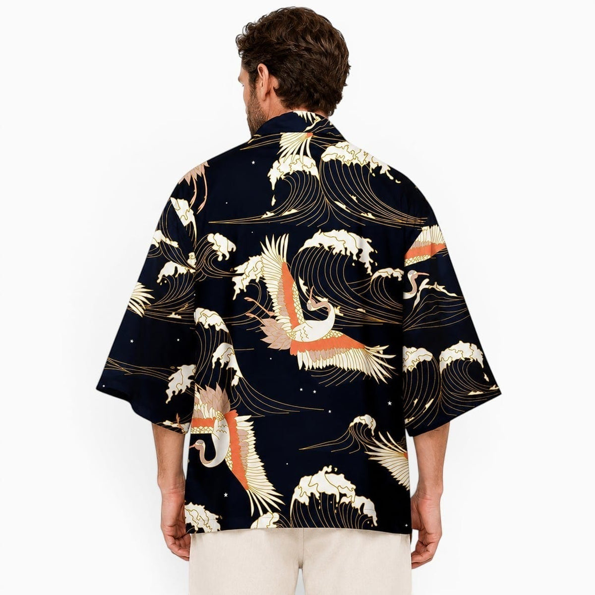 La Boutique Kimono Kimono Japonais Haori Imprimé Grue