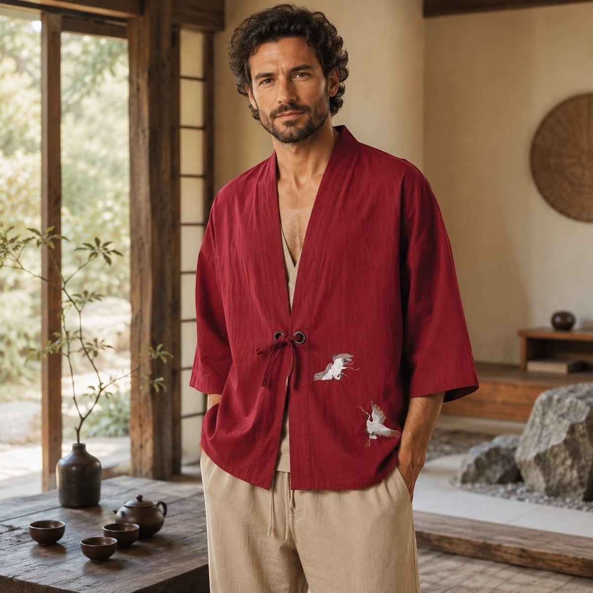 La Boutique Kimono Kimono Lin Bordeaux