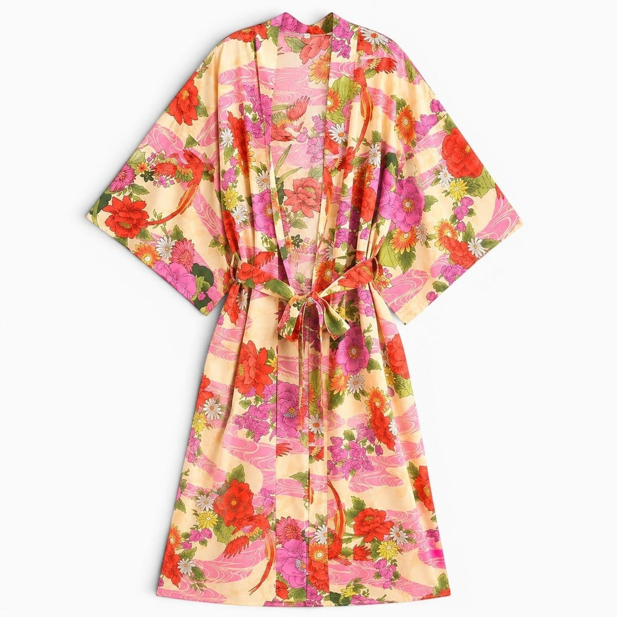 La Boutique Kimono Kimono Long Fleuri Rose Bohème
