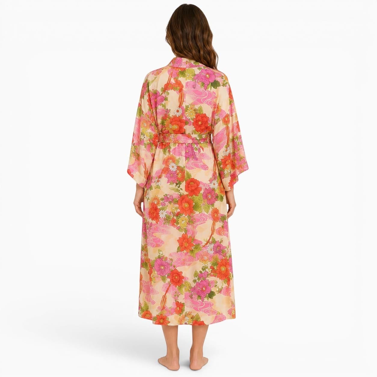 La Boutique Kimono Kimono Long Fleuri Rose Bohème