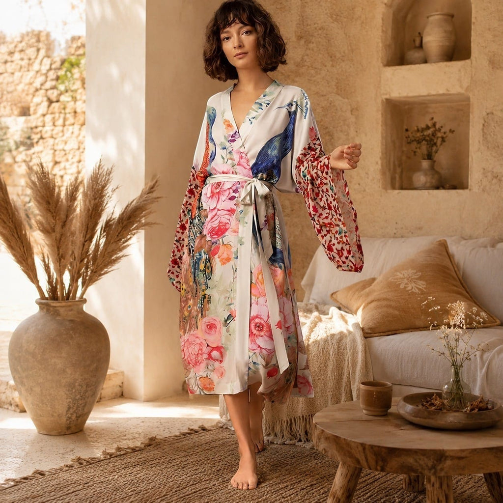 La Boutique Kimono Kimono Long Imprimé Paon