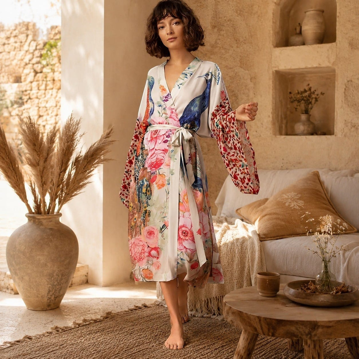 La Boutique Kimono Kimono Long Imprimé Paon