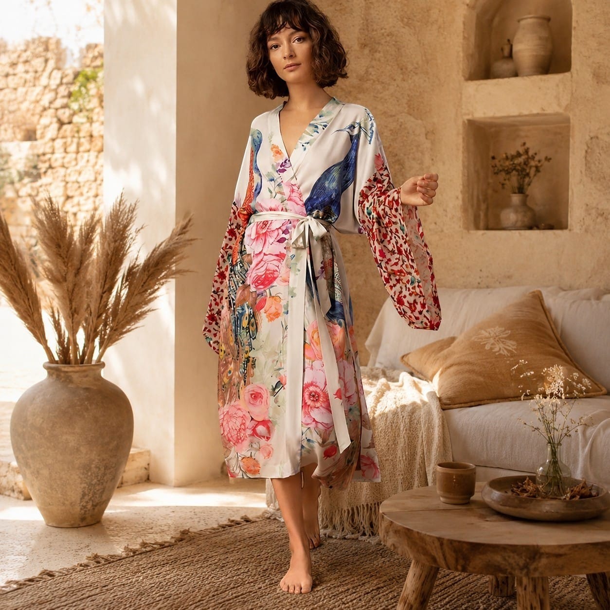 La Boutique Kimono Kimono Long Imprimé Paon