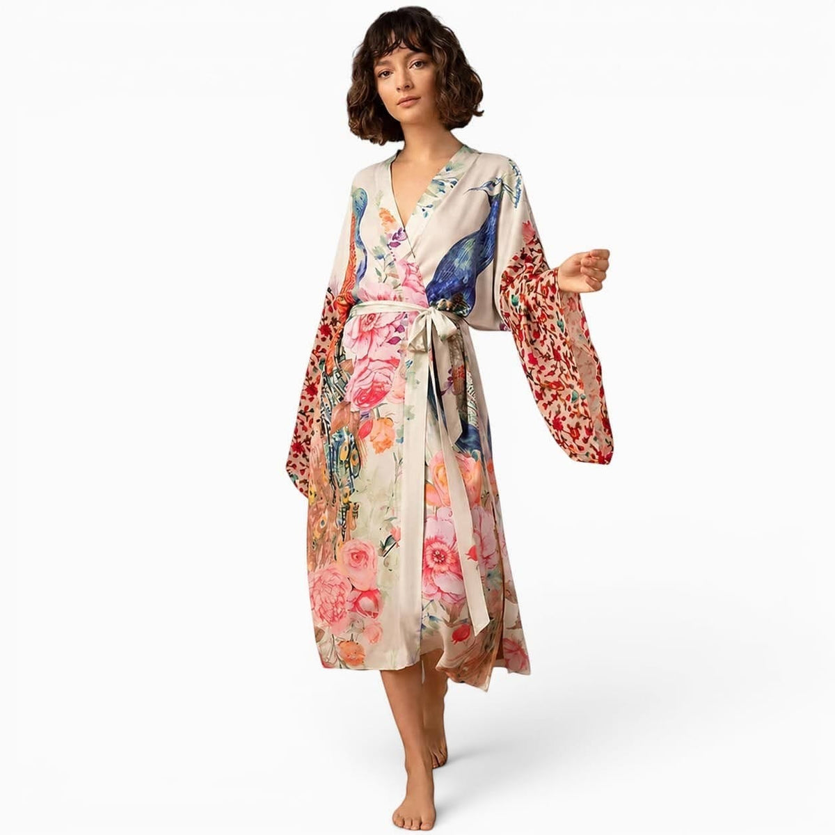La Boutique Kimono Kimono Long Imprimé Paon