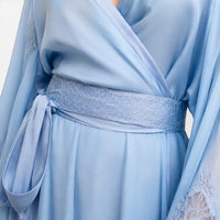 La Boutique Kimono Kimono Manches Longues Bleu Ciel En Mousseline