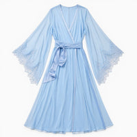 La Boutique Kimono Kimono Manches Longues Bleu Ciel En Mousseline