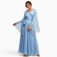 La Boutique Kimono Kimono Manches Longues Bleu Ciel En Mousseline