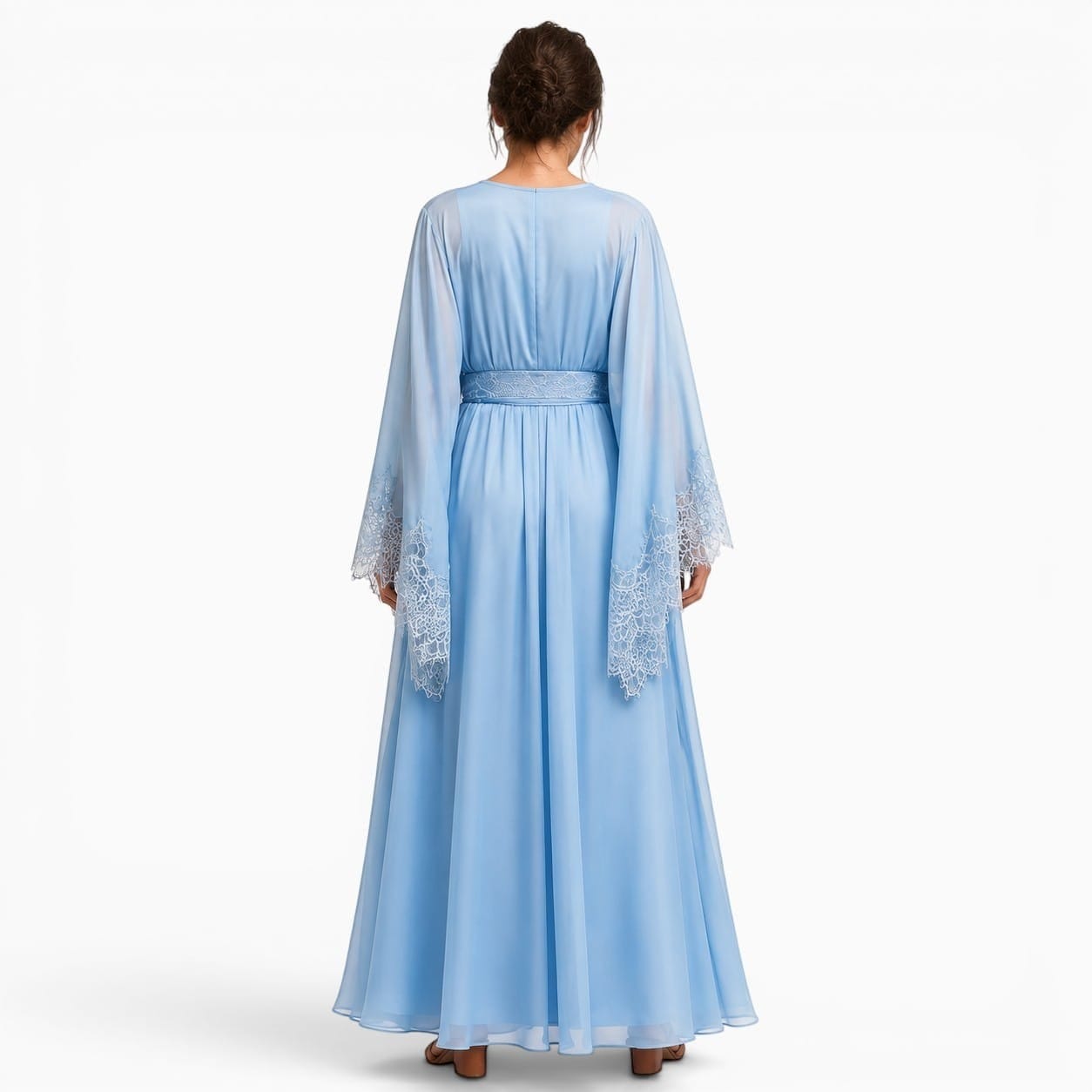 La Boutique Kimono Kimono Manches Longues Bleu Ciel En Mousseline