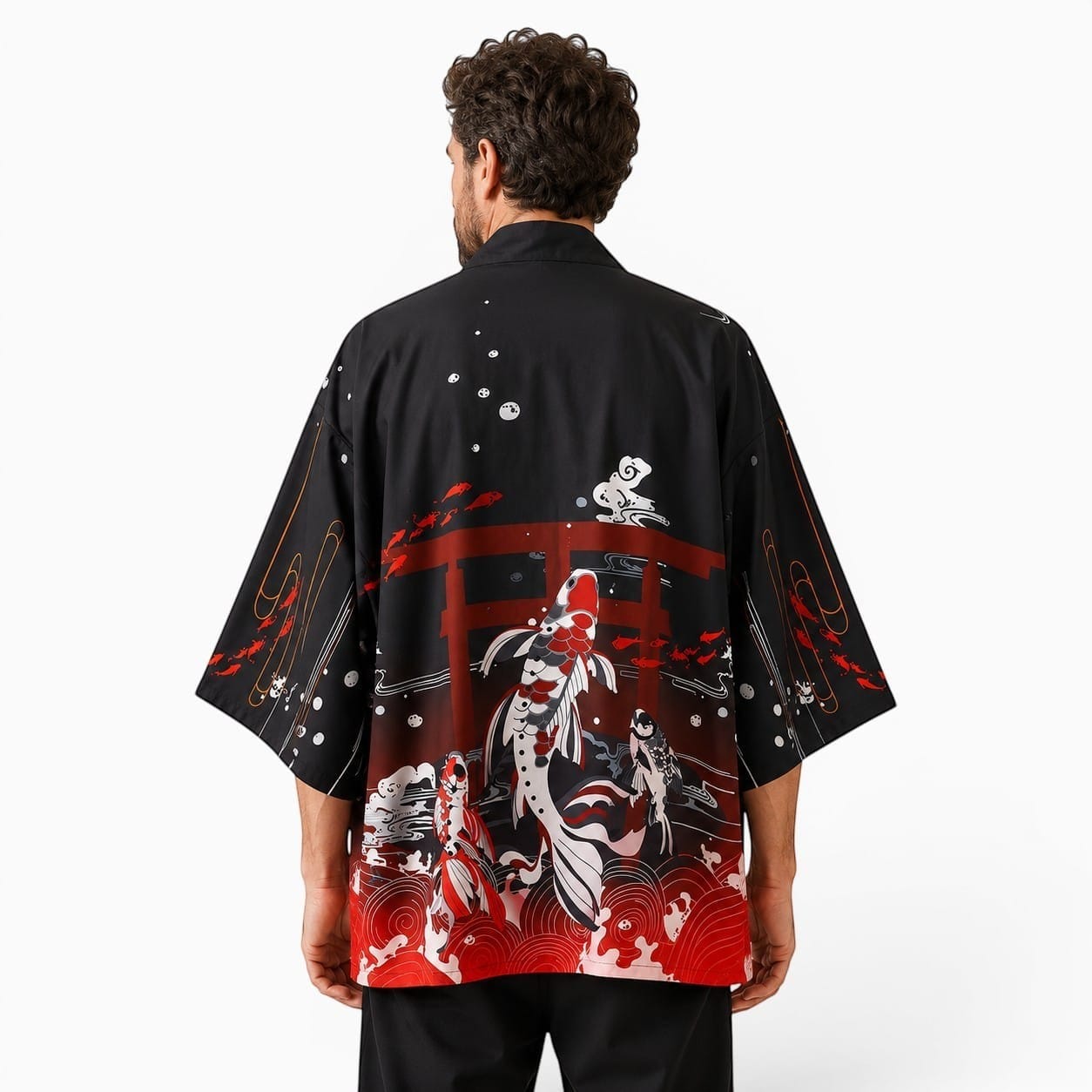 La Boutique Kimono Kimono Motif Carpe Koï Coupe Ample