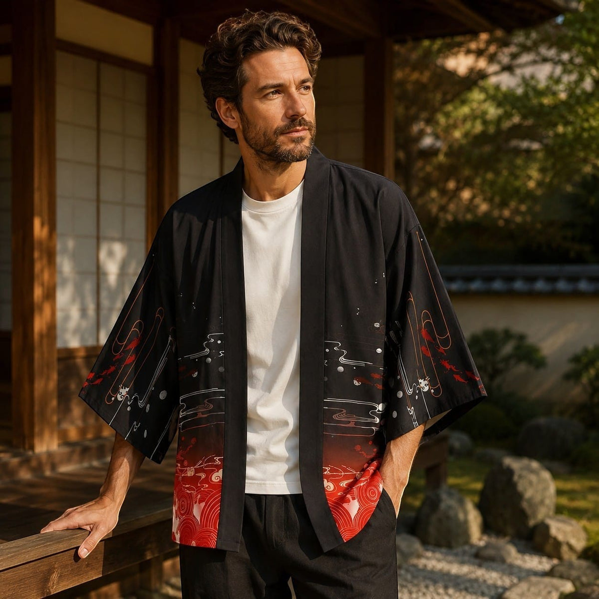 La Boutique Kimono Kimono Motif Carpe Koï Coupe Ample