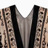 La Boutique Kimono Kimono Noir Adulte À Franges En Velours Dévoré