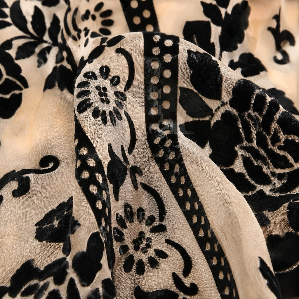 La Boutique Kimono Kimono Noir Adulte À Franges En Velours Dévoré