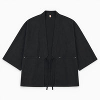 La Boutique Kimono Kimono Noir En Lin Et Coton