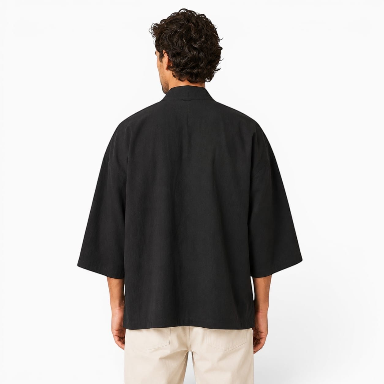 La Boutique Kimono Kimono Noir En Lin Et Coton