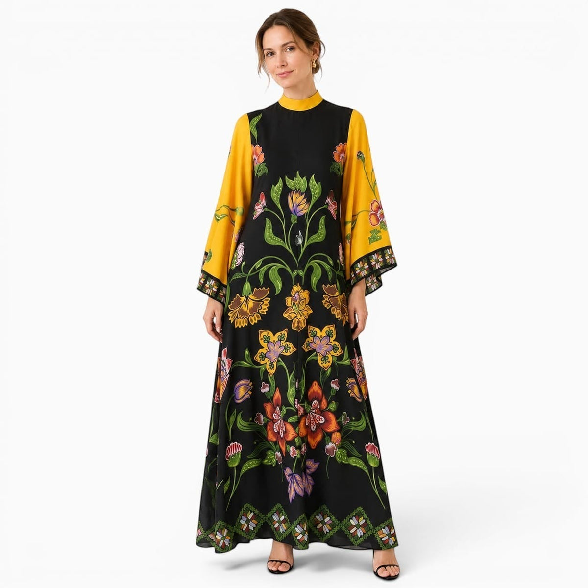 La Boutique Kimono Kimono Noir Femme Long Imprimé Floral