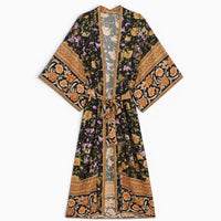 La Boutique Kimono Kimono Noir Fleuri Femme