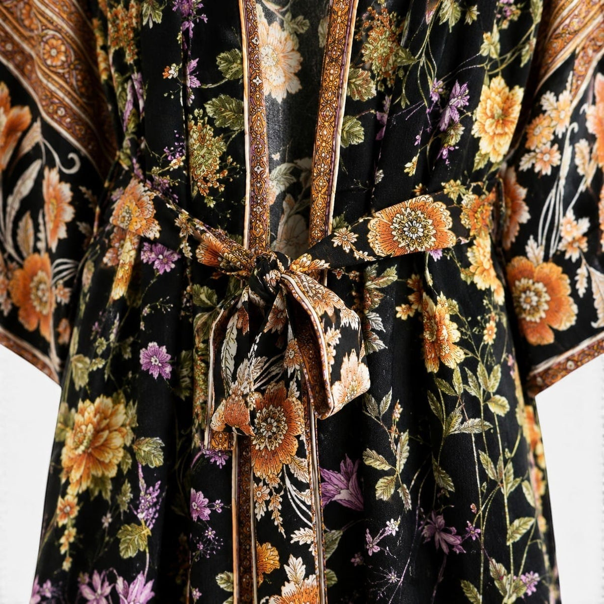La Boutique Kimono Kimono Noir Fleuri Femme