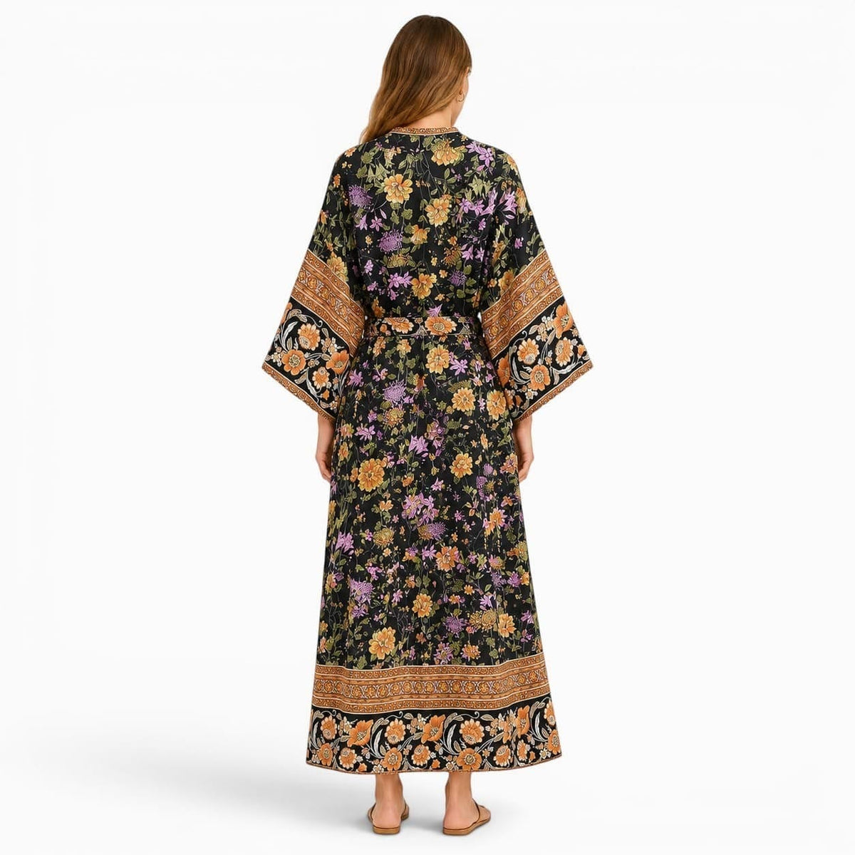La Boutique Kimono Kimono Noir Fleuri Femme