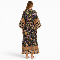 La Boutique Kimono Kimono Noir Fleuri Femme