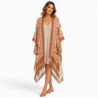 La Boutique Kimono Kimono Nylon En Velours Dévoré À Franges