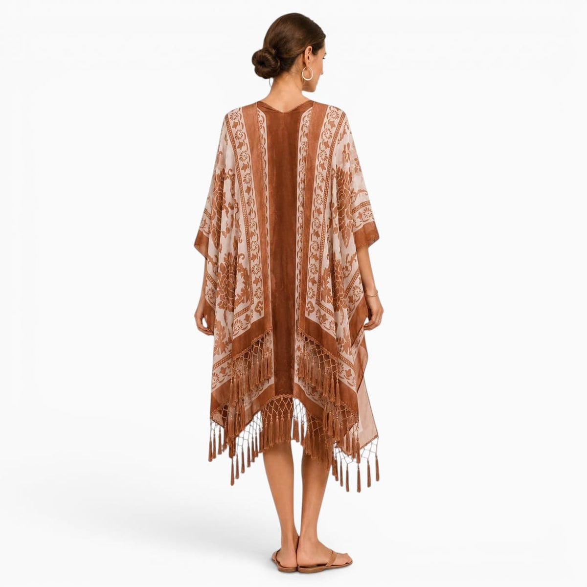 La Boutique Kimono Kimono Nylon En Velours Dévoré À Franges